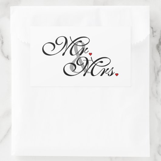 夫と妻が新しく結婚 長方形シール (バッグ)