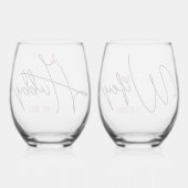 夫と妻のカップルパーソナライズされた ステムなしワイングラス (裏面)