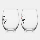 夫と妻のカップルパーソナライズされた ステムなしワイングラス (左)