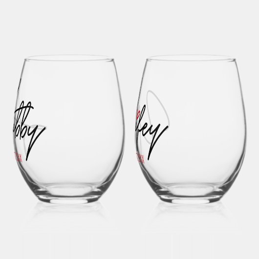 夫と妻のカップルパーソナライズされた ステムなしワイングラス (左)