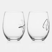 夫と妻のカップルパーソナライズされた ステムなしワイングラス (右)