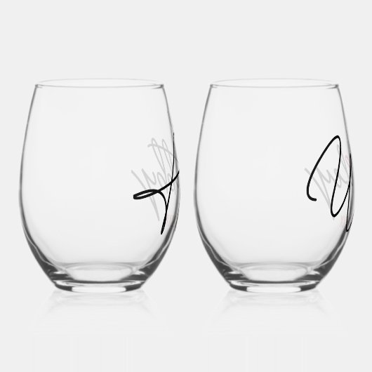 夫と妻のカップルパーソナライズされた ステムなしワイングラス (右)