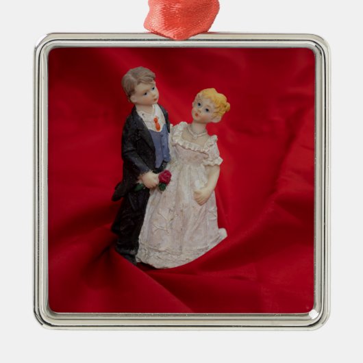 夫と妻(結婚式の日結婚お祝い) メタルオーナメント (正面)