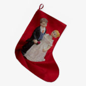 夫と妻(結婚式の日結婚お祝い) ラージクリスマスストッキング (正面 (吊り時))