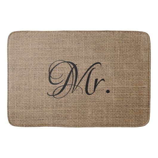 夫と彼女の新郎新婦バーラップ バスマット (正面)