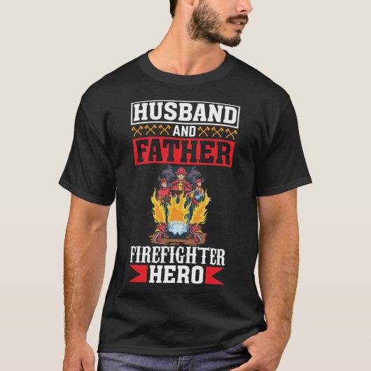 夫と父の消防士ヒーロー消防士ダ Tシャツ (正面)