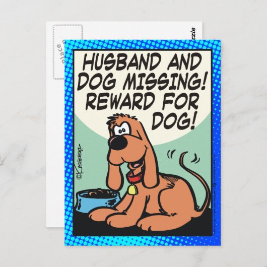 夫と犬恋しく思の ポストカード (正面/裏面)