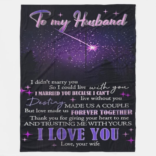 夫にデコール愛引用文手紙 フリースブランケット (正面)