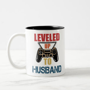 夫に昇格 ビンテージTシャツ 新婚夫婦 ツートーンマグカップ