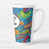 夫のおもしろいカラフルクール漫画の活字 カフェラテマグ (右)