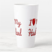 夫のかわいい赤文字 カフェラテマグ (正面)