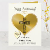 夫のための宗教的50周年記念カード カード (黄色い花)