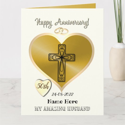 夫のための宗教的50周年記念カード カード (正面)
