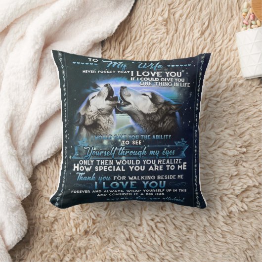 夫のオオカミ愛人の贈り物から妻へ クッション (ブランケット)