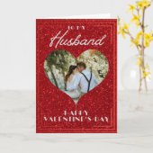 夫のカスタム写真グリッターバレンタインカード カード (黄色い花)