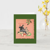 夫のカードのためのビンテージクリスマス カード (黄色い花)