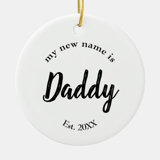 夫のクリスマスへの妊娠告知 セラミックオーナメント (正面)