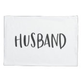 夫のグラフィック白黒タイポグラフィ 枕カバー (裏面)