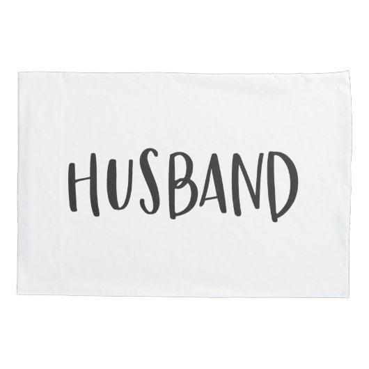 夫のグラフィック白黒タイポグラフィ 枕カバー (裏面)