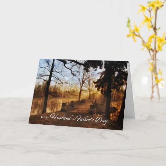 夫のサンライズレイク自然テーマの父の日 カード (黄色い花)