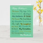 夫のバースデー・カード。 恋人カード。 恋人カード カード (黄色い花)