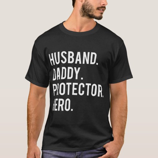 夫のパパの保護ヒーロクールー父パパ Tシャツ (正面)