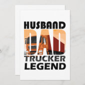 夫のパパトラック車の伝説のパパ，パパのギフト 招待状 (正面/裏面)