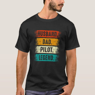 夫のパパパイロット凡例飛行機パパ脂肪 Tシャツ