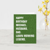 夫のパパ名芝刈りレジェンドおもしろい誕生日 カード (黄色い花)
