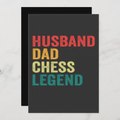 夫のパパ チェス伝説 面白い 父の日 レトロ 招待状 (正面/裏面)