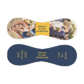 夫のパーソナライズされた写真ブルーイエロー 野球ボール (パネル)