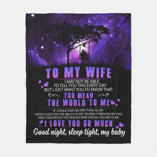 夫のパーソナライズされた贈り物から妻への手紙 フリースブランケット (正面)