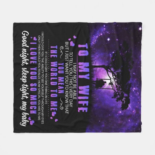 夫のパーソナライズされた贈り物から妻への手紙 フリースブランケット (正面(横))