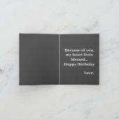 夫のフォトカード大理石へのハッピーバースデー カード (内部)