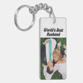 夫の写真と黒の文字 キーホルダー (正面左)