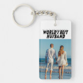 夫の写真と黒の文字 キーホルダー (正面)