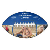 夫の写真パーソナライズされた青 アメリカンフットボール (正面)