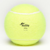 夫の夫の名前を追加する日付年の口ひげシンプルの テニスボール (裏面)