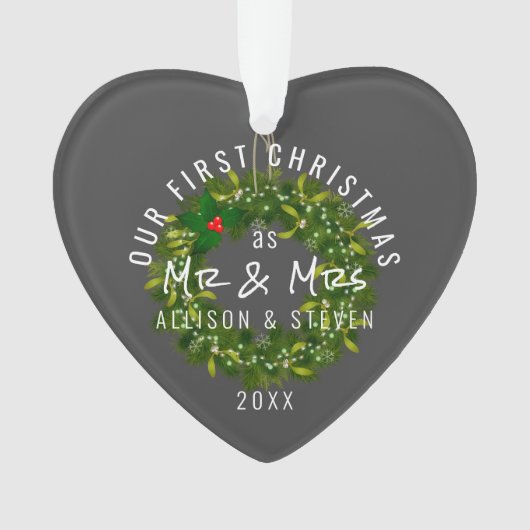 夫の妻と妻としての初めてのクリスマス オーナメント (正面)