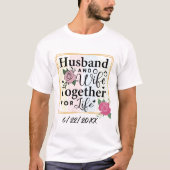 夫の妻は一緒結婚にワードアートの追加の日付 Tシャツ (正面)