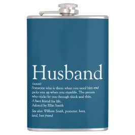 夫の定義を述べた現代的でクールなブルー フラスク