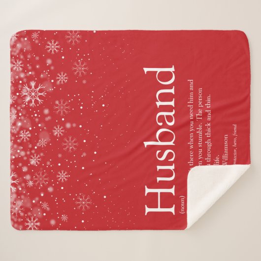 夫の定義引用文冬の雪片レッド シェルパブランケット (正面(横))