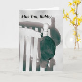 夫の帽子と椅子の影の写真を懐かしむ カード (黄色い花)