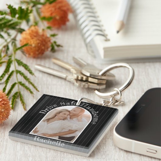 夫の彼氏エレガントの写真に安全な贈り物をドライブ キーホルダー (正面右)