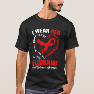 夫の心臓病啓発のために赤を着ています Tシャツ