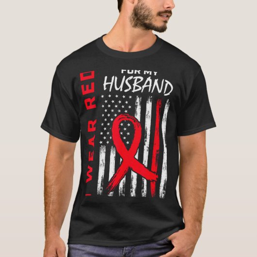 夫の心臓病啓発のために赤を着ています Tシャツ (正面)