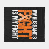 夫の戦いは私の白血病認識度 フリースブランケット (正面(横))