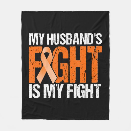 夫の戦いは私の白血病認識度 フリースブランケット (正面)