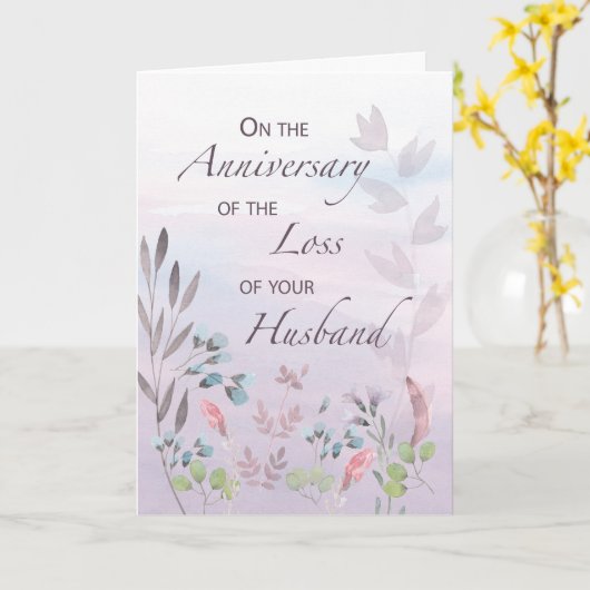 夫の損失水の記念日カラー花模様 カード (黄色い花)