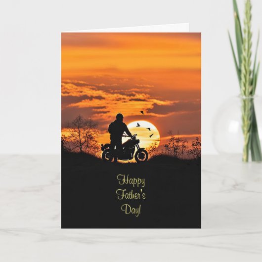 夫の父の日とバイクもしくは自転車に乗る人とバイク カード (正面)